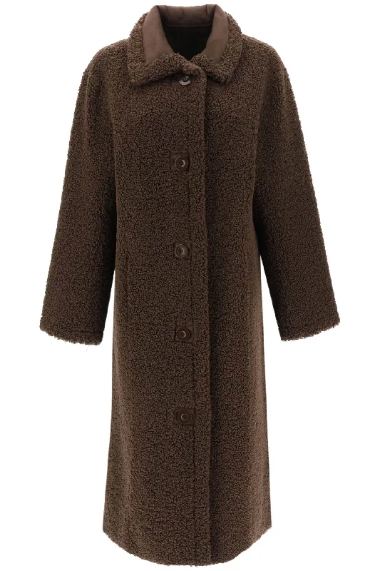 Stand studio 'kenca' reversible eco-shearling coat 61704 9010 EBONY BROWN