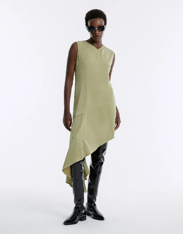 Asymmetrical Hem Sleeveless Dress