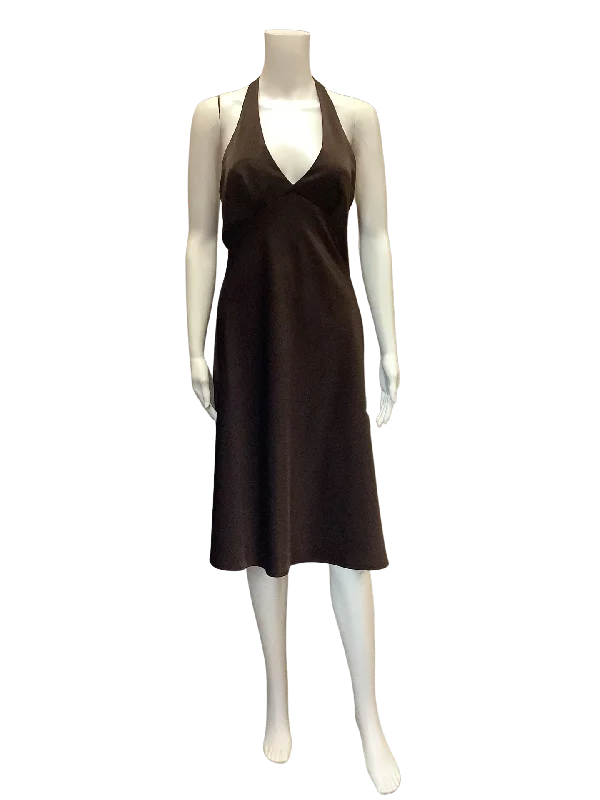 BCBG Maxazria Women's Satin Halter Dress Brown Size: 8 W/Tags