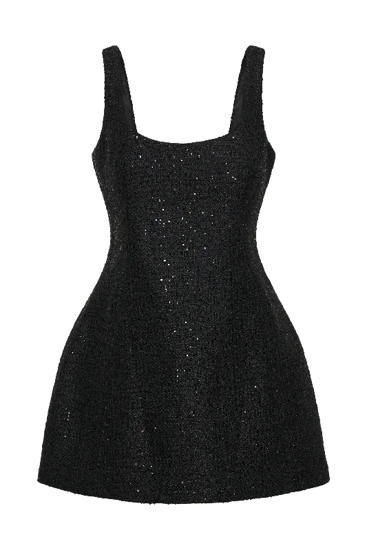 Beth Tweed Mini Dress - Black