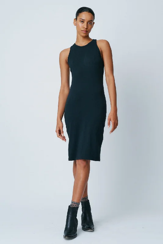 Black Classic Jersey Racerback Tank Dress