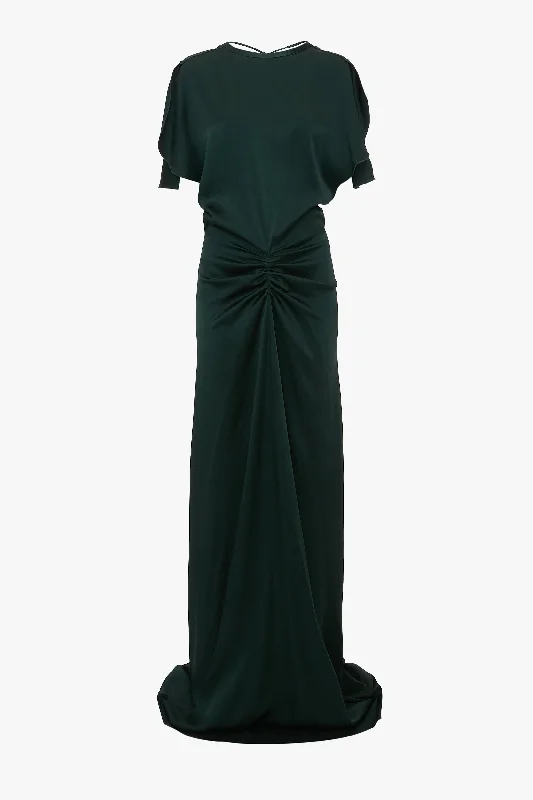 Exclusive Gathered Waist Floor-Length Dress In Seaweed