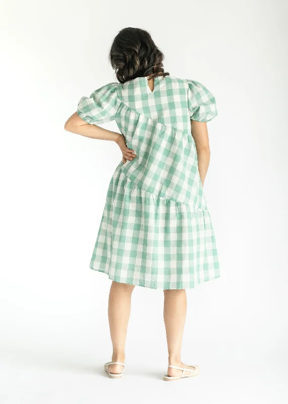 Green Gingham Tiered Midi Dress - FINAL SALE