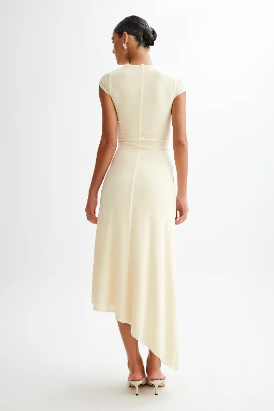 Ilaria Slinky Maxi Dress With Cut Out - Lemon Sherbet