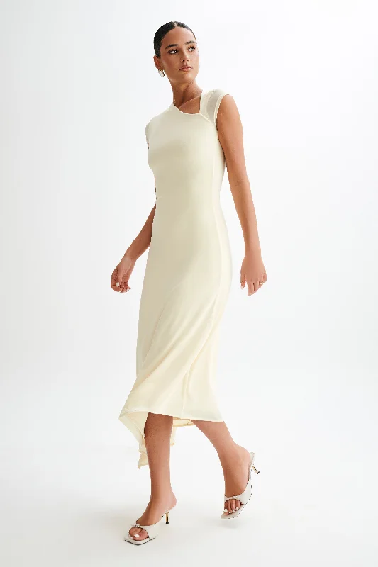 Ilaria Slinky Maxi Dress With Cut Out - Lemon Sherbet