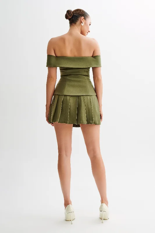 Krista Strapless Suiting Top - Military Olive