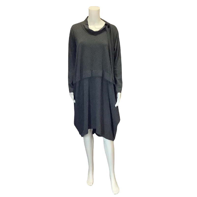 Made In Italy Womens Dress Midi Grey Mock Turtle Neck Sixe: XL