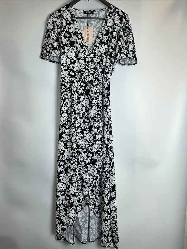 Missguided Black/White Wrap Dress. UK 12 ****Ref SW17