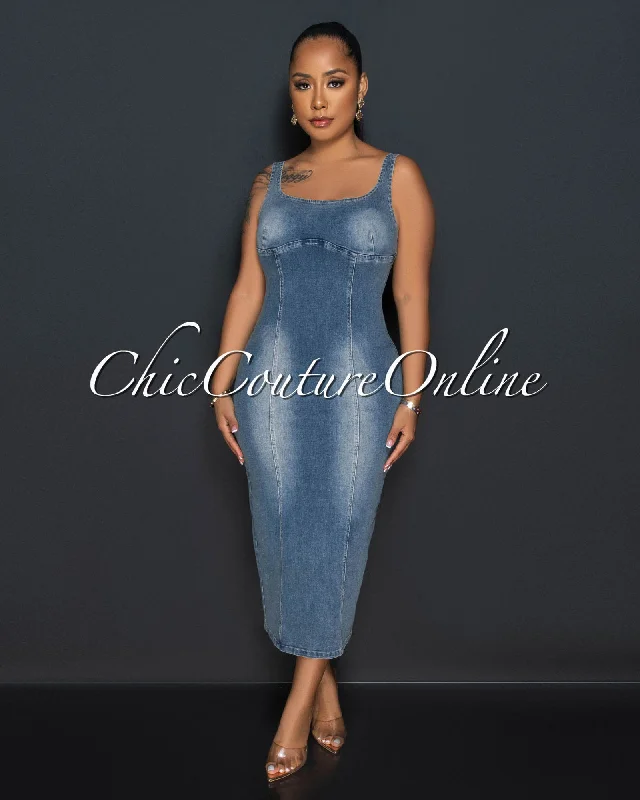 Padma Medium Denim Body-Con Midi Dress