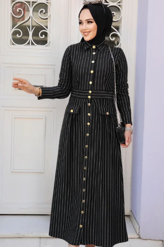 Pinstripe Button Down Maxi Dress