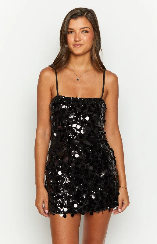 Radiant Black Sparkle Mini Dress