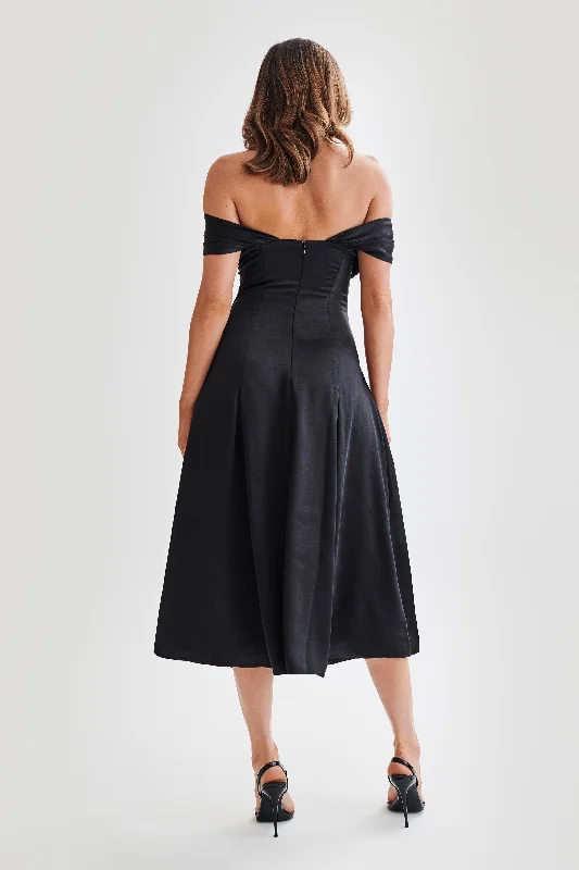 Sofie Off Shoulder Midi Dress - Black