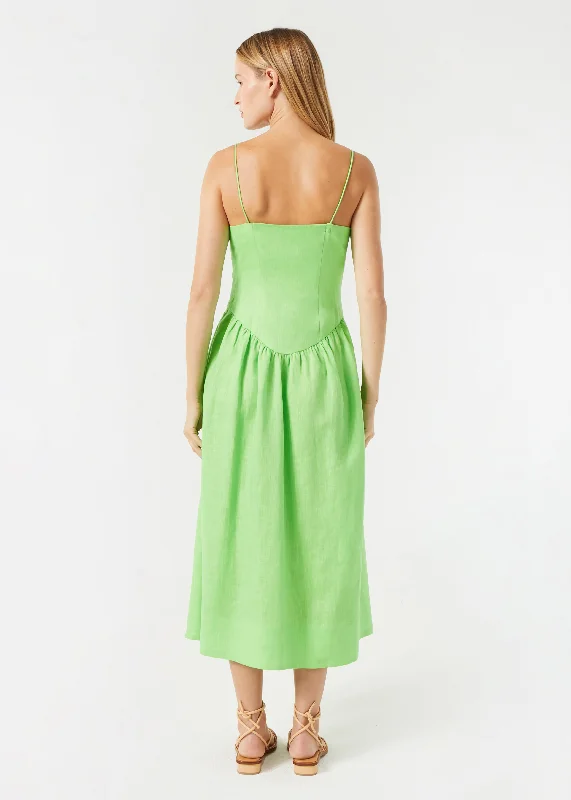 Linen Sophie Dress | Green Lemon