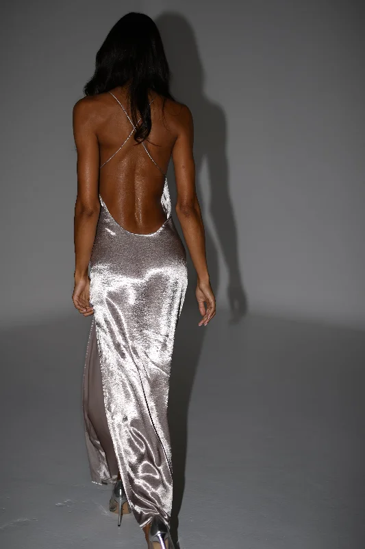 Whitney Wetlook Maxi Dress - Bronze