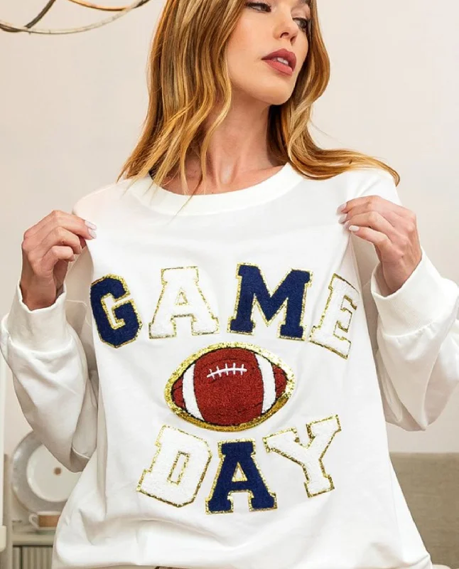 PLUS Game Day Letter Patch Sweatshirt