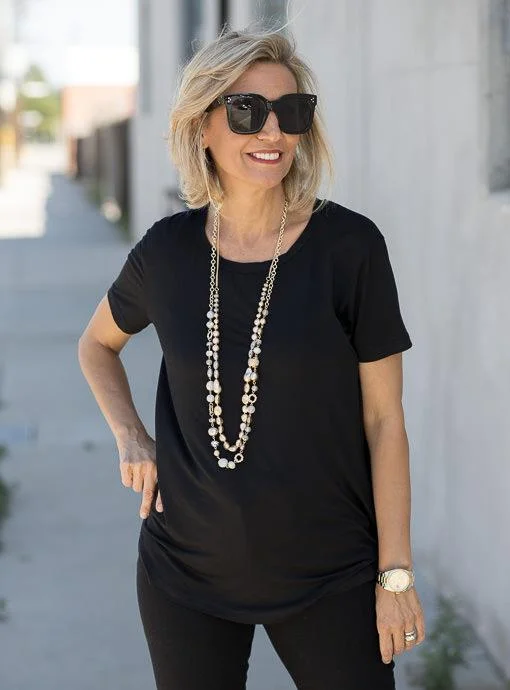 Black Round Neck Short Sleeve Top