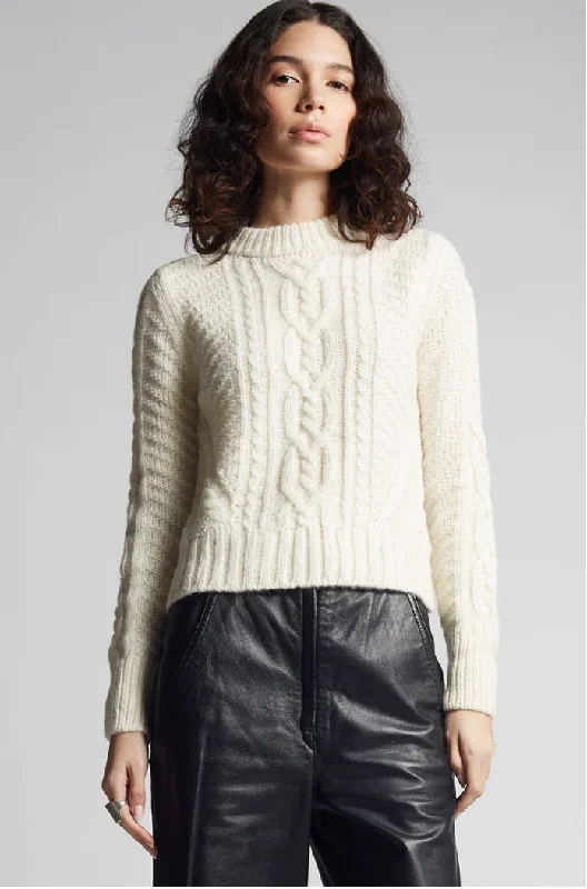 Carly Cable Knit Ivory Sweater