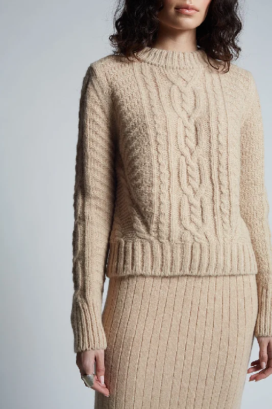 Carly Cable Knit Pale Camel Sweater