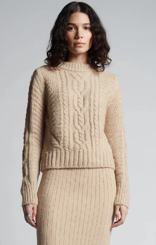 Carly Cable Knit Pale Camel Sweater