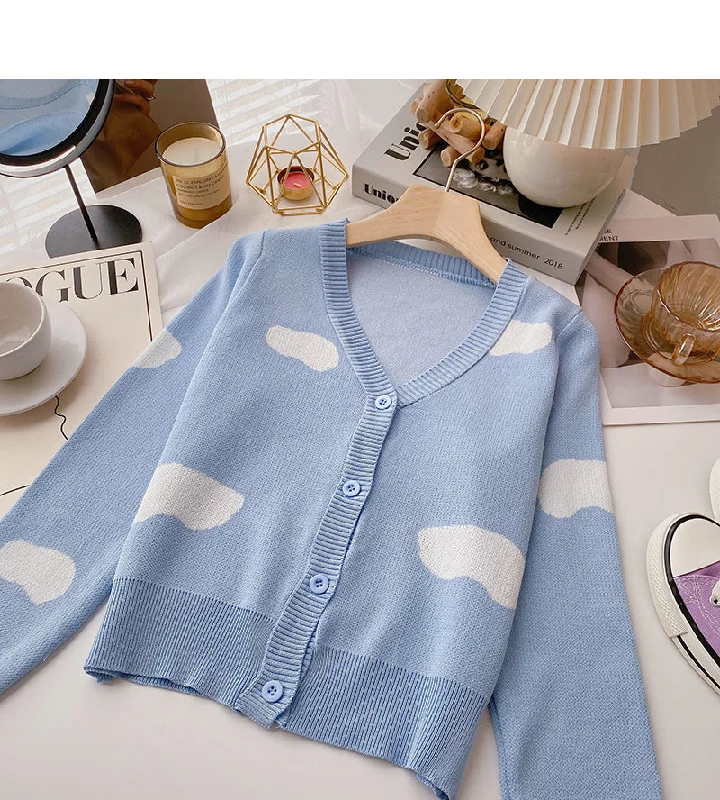 Design contrast color long sleeve knitted cardigan  6612