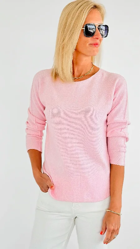 Soho Italian Boatneck Pullover - Light Pink