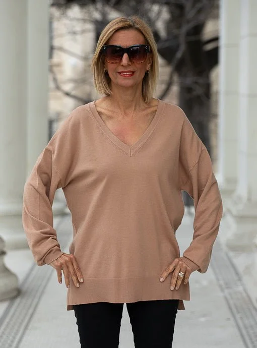 Tan V Neck Sweater