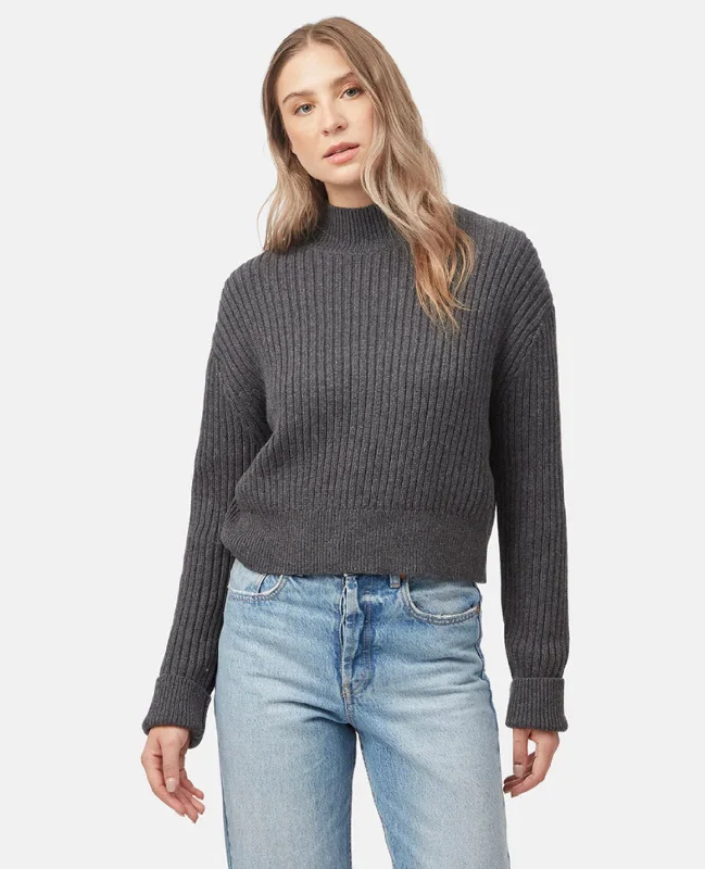 Tentree Highline Rib Cropped Mock Neck Sweater