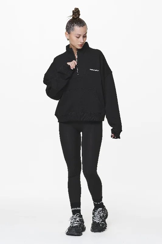 Vuku Logo Oversized Halfzip Black