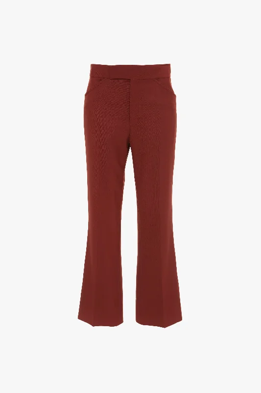 Wide Cropped Flare Trouser In Russet