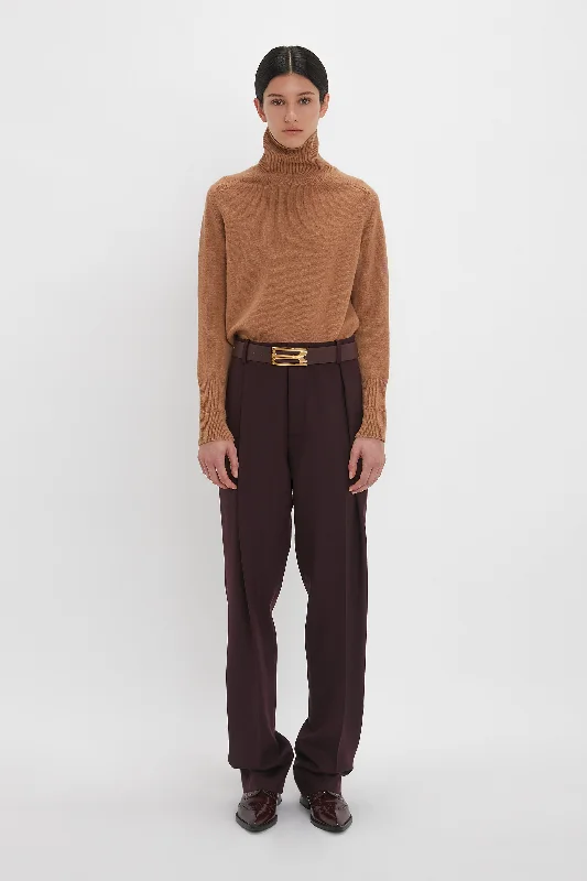 Asymmetric Chino Trouser In Deep Mahogany