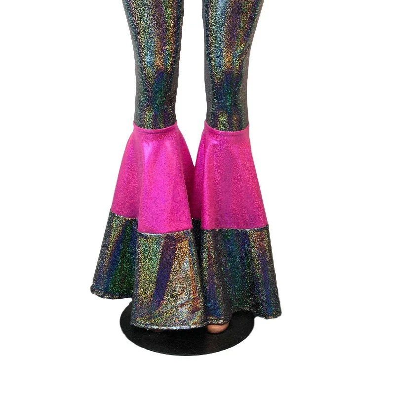 Tiered Bell Bottom Flares - Gleaming Silver w/ Pink Sparkle