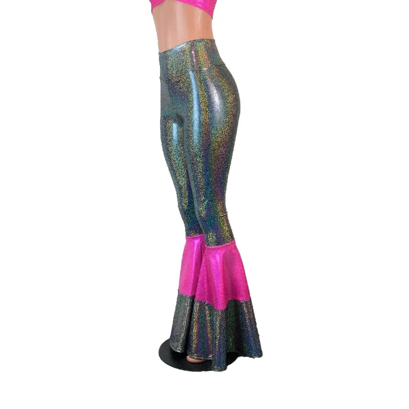 Tiered Bell Bottom Flares - Gleaming Silver w/ Pink Sparkle