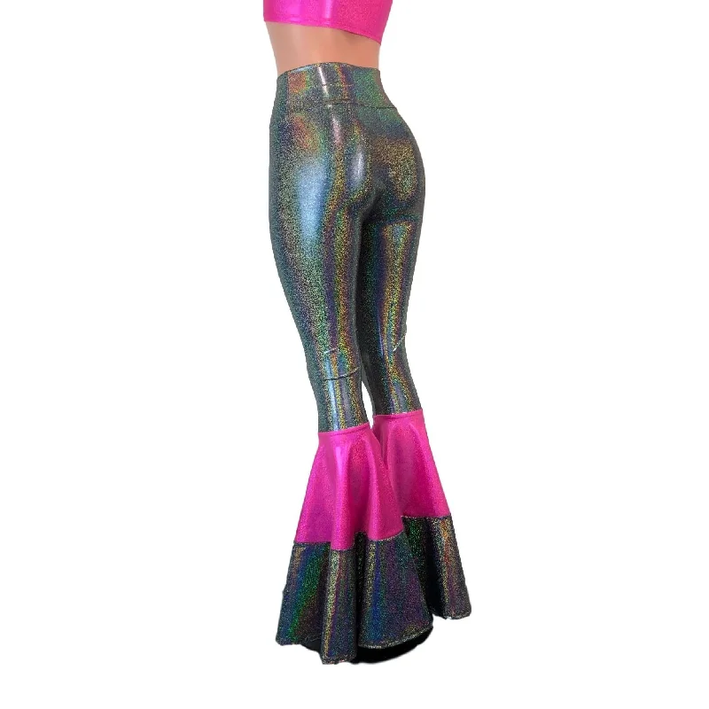 Tiered Bell Bottom Flares - Gleaming Silver w/ Pink Sparkle