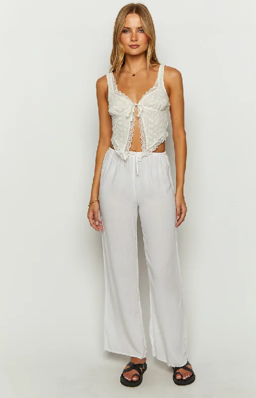 Cici White Drawstring Pants