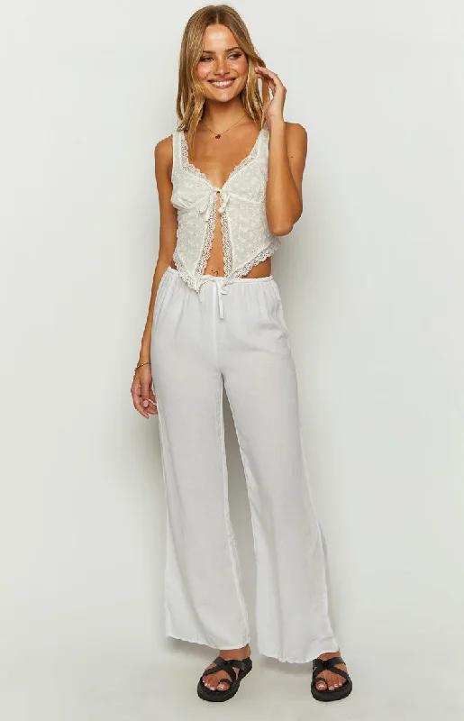 Cici White Drawstring Pants