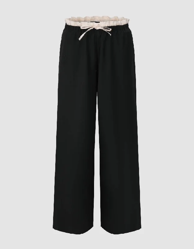 Drawstring Waist Wide-Leg Pants