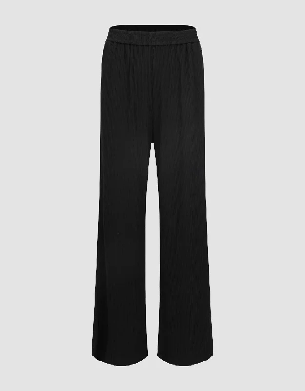 Elastic Waist Knitted Straight Pants