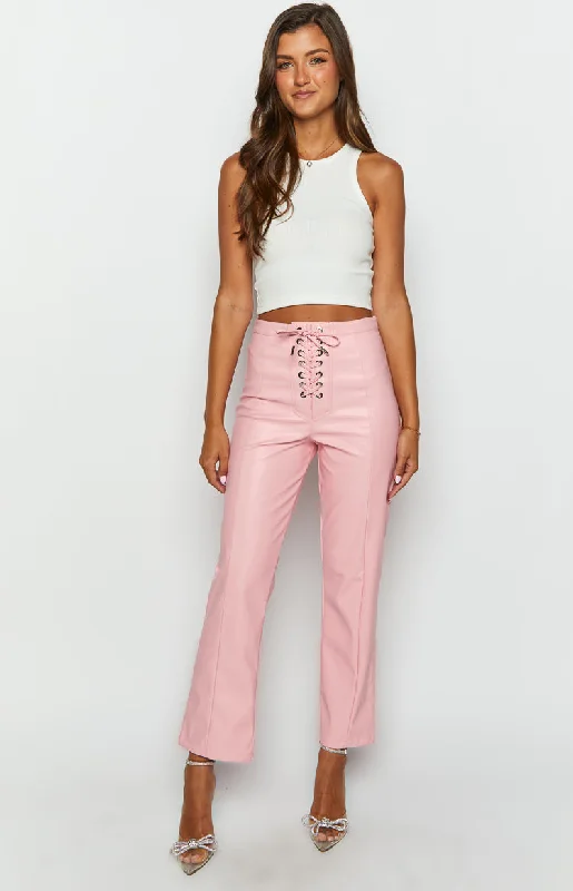 Elevate Pink PU Leather Pants