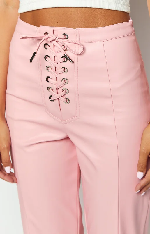 Elevate Pink PU Leather Pants