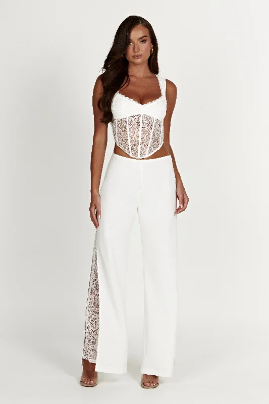 Estee Split Lace Pants - White