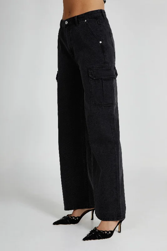 Jagger Mid Rise Oversized Denim Jean - Washed Black