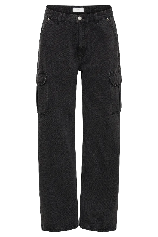 Jagger Mid Rise Oversized Denim Jean - Washed Black