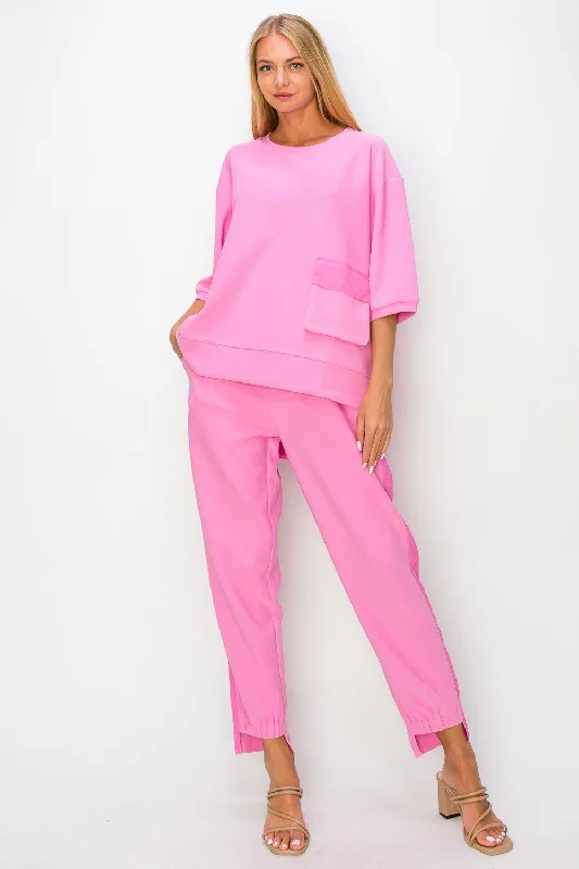 PRE ORDER-Santorini By Night High Low Cuff Pant- Barbie Pink