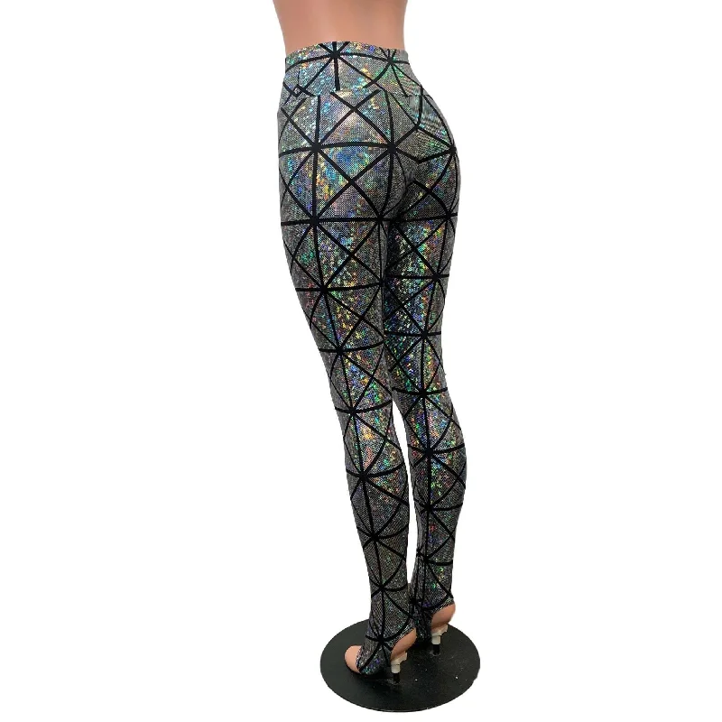 Silver Glass Pane Holographic Stirrup Leggings