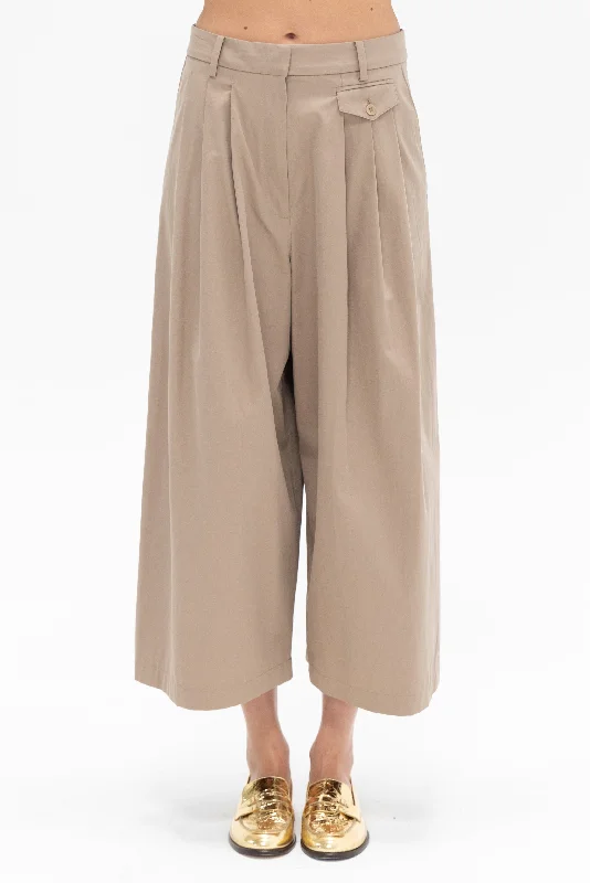 Big Twill Triple Pleat Cropped Pant, Vintage Khaki