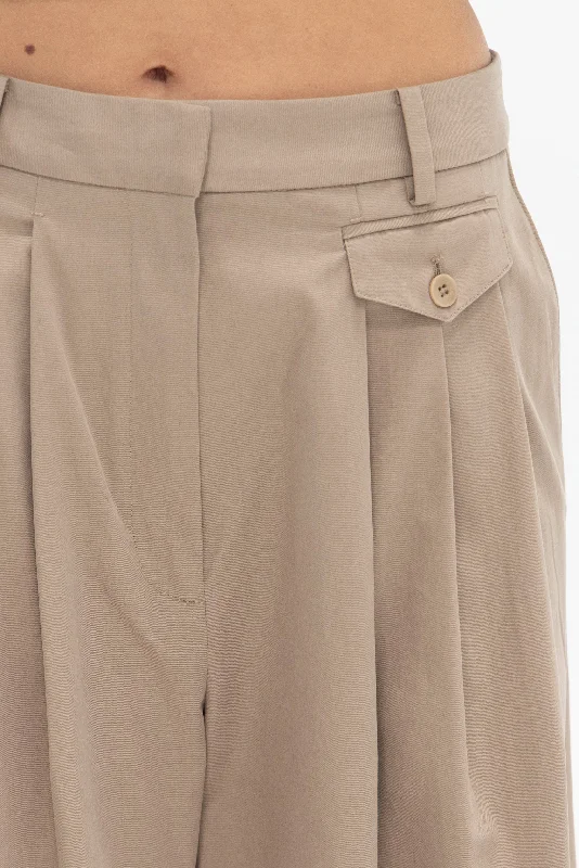 Big Twill Triple Pleat Cropped Pant, Vintage Khaki