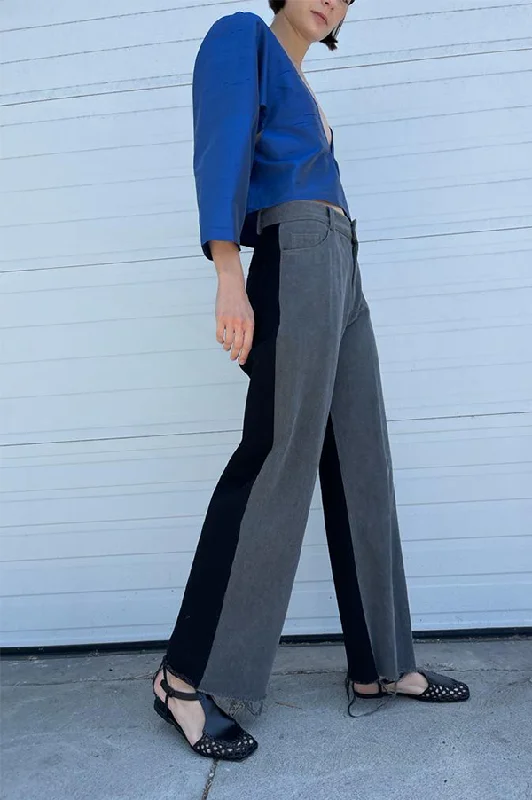 Two Tone Wide Leg Jeans in Gray/Black