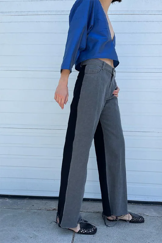 Two Tone Wide Leg Jeans in Gray/Black