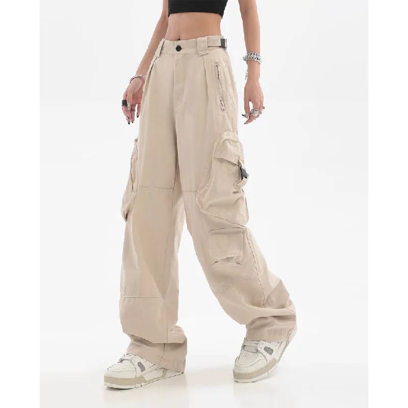 William Retro High Waist Multi-Pocket Straight Leg Cargo Pants