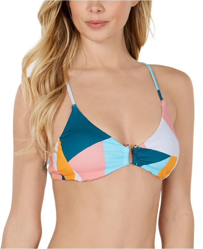 Bar III Women's Pop Art Printed U-Ring Bralette Bikini Top, Multi, M